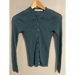 Creatures of Comfort Womens Small Wool Button Up Cardigan Lightweight READ